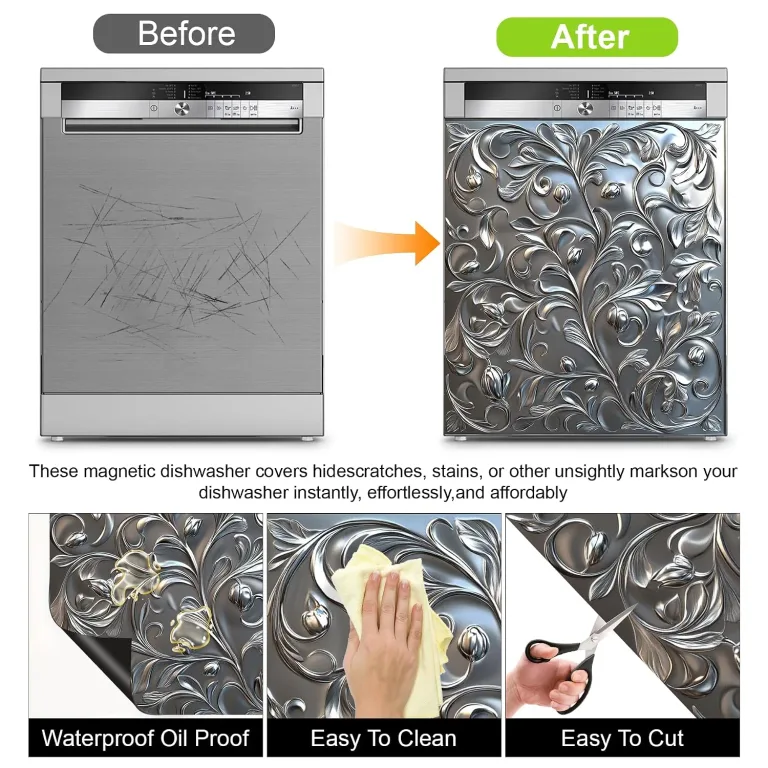 Dishwasher Magnet Sticker Cover: Panel Decal Decorative for Kitchen Decoration, 23"x26" Home Appliances Decor Stickers Panel Decor, photo 5