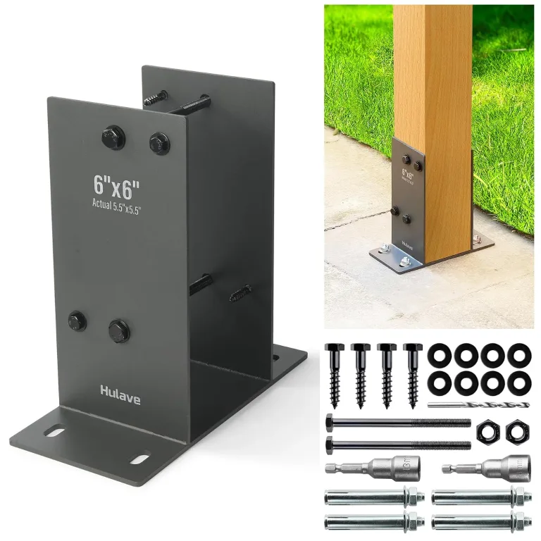 Hulave 2Pack Stainless Steel 6 x 6 (Actual: 5.5" x 5.5") Post Base, Suitable for Terrace Railing, Fence, Gazebo, Porch, etc Concrete Support Anchor Base Post Anchor Bracket (Dark Gray), photo 1