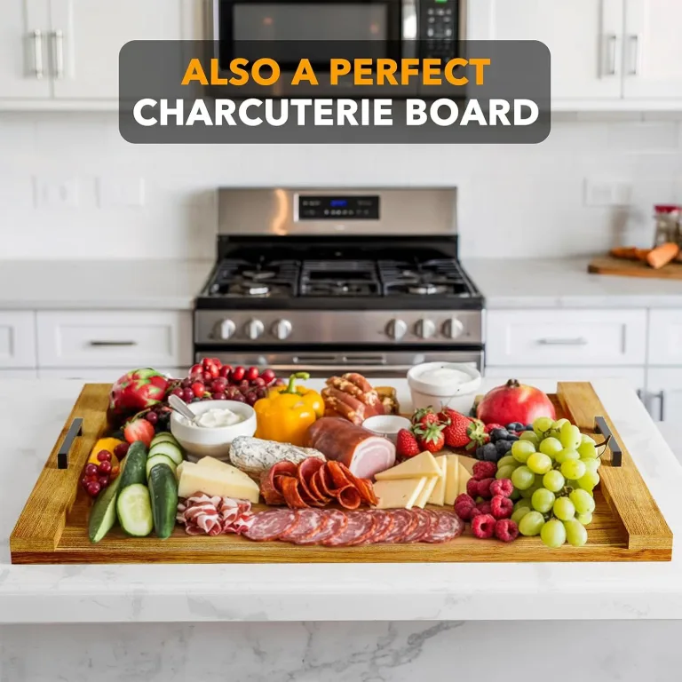SpaceAid Noodle Board Stove Kitchen Cover with Handles, Top Covers for Gas Burners and Electric Stove, Oven Decor Accessories Wood Tray for Countertop, Natural Acacia, photo 3