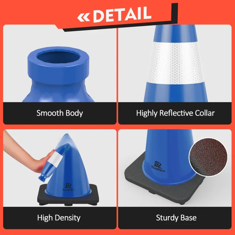 RoadHero 8 Pack 18 Inch 3 Lb Blue Traffic Cones with Heavy Black Base, photo 3