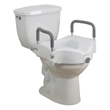 Drive Medical 2-in-1 Raised Toilet Seat with Removable Padded Arms