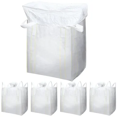 5 Pack FIBC Bulk Bags 1 Ton Bag 35"L x 35"W x 43"H 2200lbs Swl Woven Polypropylene Sack Heavy Duty One Ton Sandbags Duffle Top Flat Bottom for Sand, Industrial, Produce, Fruit, Transport