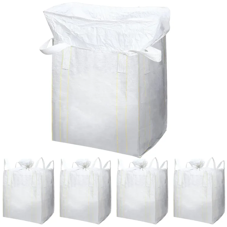 5 Pack FIBC Bulk Bags 1 Ton Bag 35"L x 35"W x 43"H 2200lbs Swl Woven Polypropylene Sack Heavy Duty One Ton Sandbags Duffle Top Flat Bottom for Sand, Industrial, Produce, Fruit, Transport, photo 1