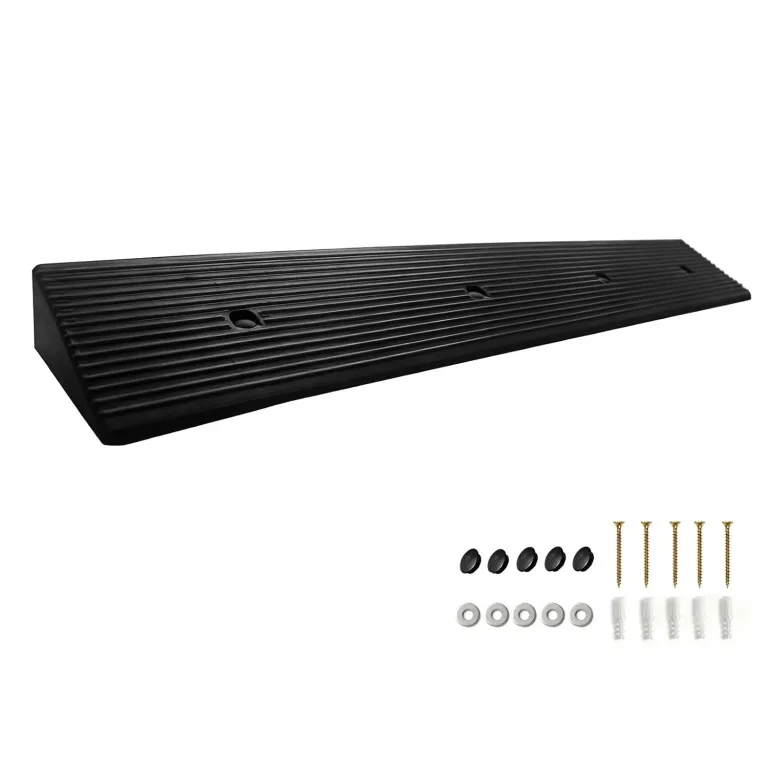GANSNAY 1.2" Rise Threshold Ramp, Longer Ramp with Pre-Set Holes& Plugs, Solid Rubber 5,000lbs Capacity, Non-Slip& Cuttable Ramp for Doorways, Driveways, Warehouse, Patio, Shed- 1.2" Rise(39.3"×4.7"), photo 1