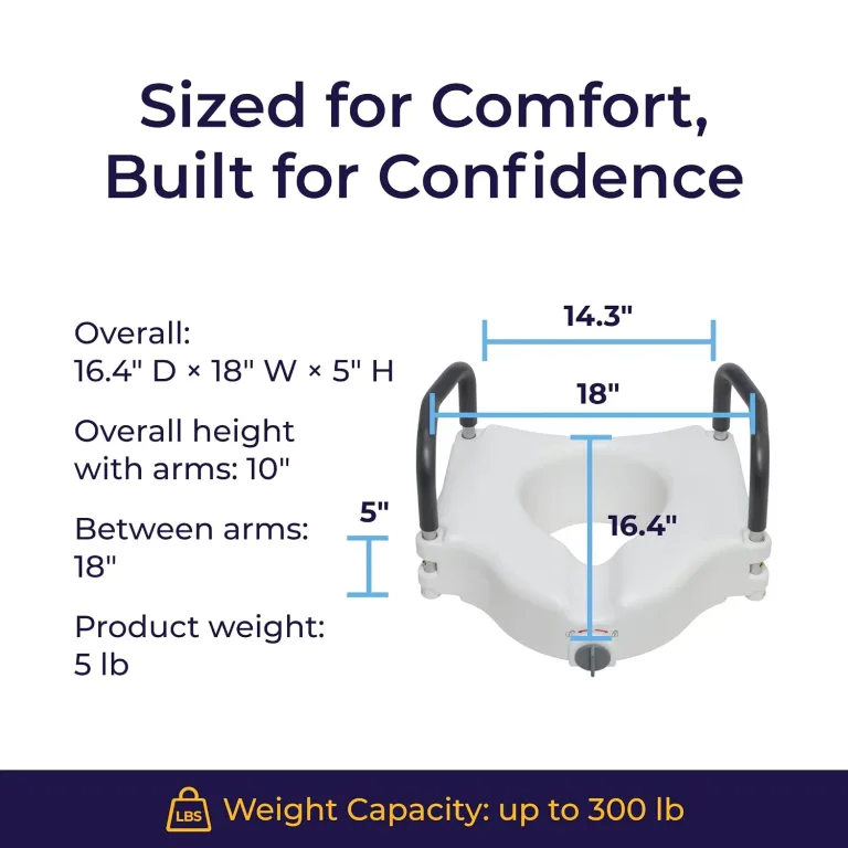 Drive Medical 2-in-1 Raised Toilet Seat with Removable Padded Arms, photo 5