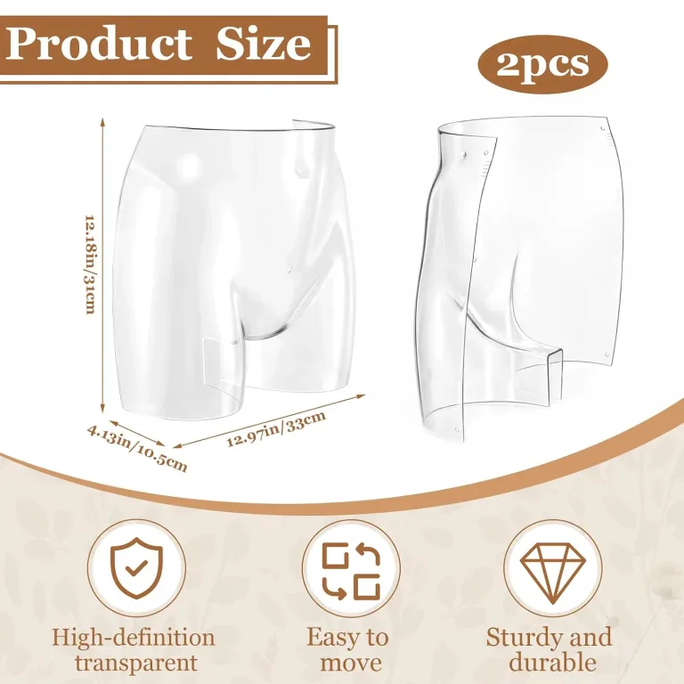 Briwooody 2 Pcs Underwear Display Mannequin, Female Hips Mannequin Torso Clear Plastic Lower Body Mannequins, Underpants Stand Hip Form for Underwear Panty Display Retail Store and Window Presentation, photo 2