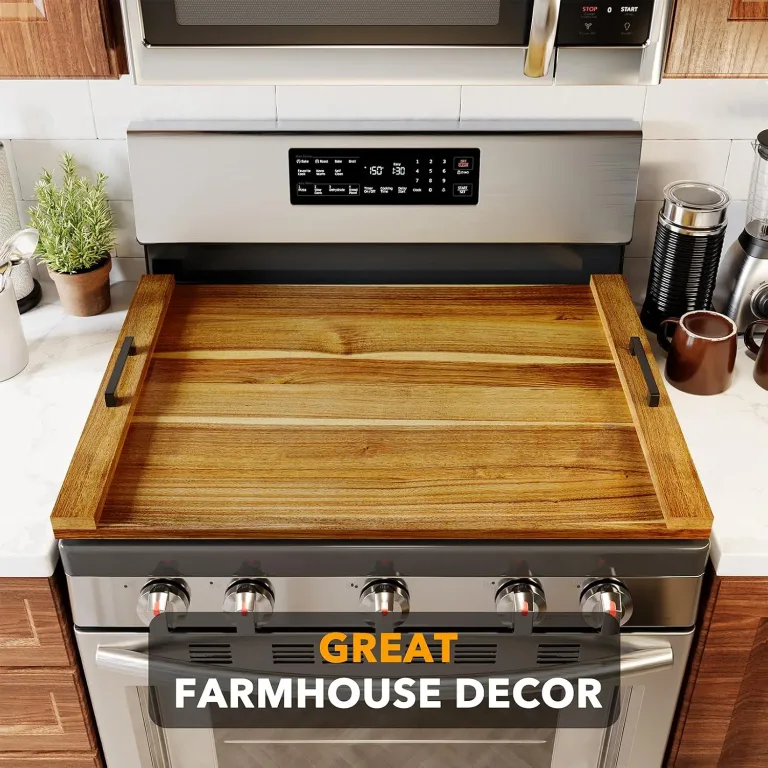 SpaceAid Noodle Board Stove Kitchen Cover with Handles, Top Covers for Gas Burners and Electric Stove, Oven Decor Accessories Wood Tray for Countertop, Natural Acacia, photo 4