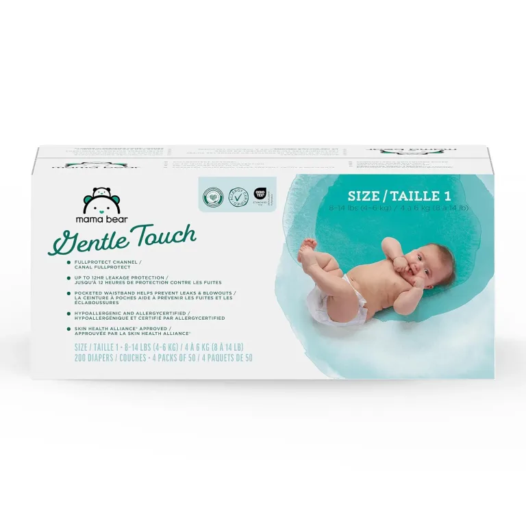 Amazon Brand - Mama Bear Gentle Touch Baby Diapers, Size 1, Leak Protection, Wetness Indicator, Umbilical Cord Cutout, 200 Count (4 packs of 50), photo 1