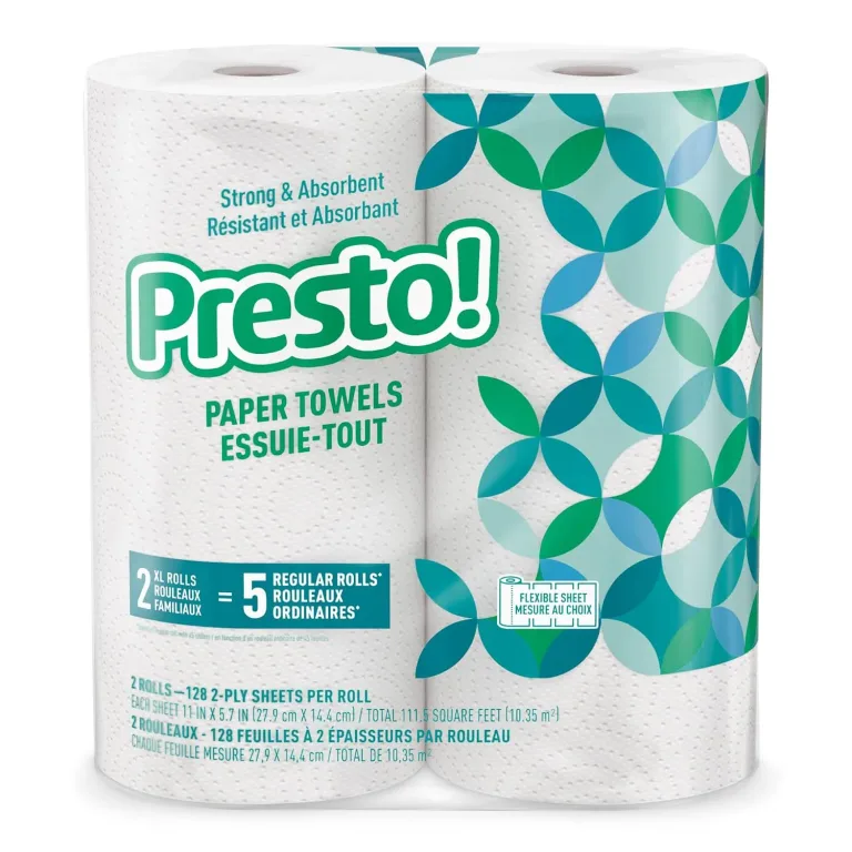 Amazon Brand - Presto! Flex-a-Size Kitchen Paper Towels, Strong and Absorbent, 128 Sheet Family Roll, 16 Rolls (8 Packs of 2), photo 2
