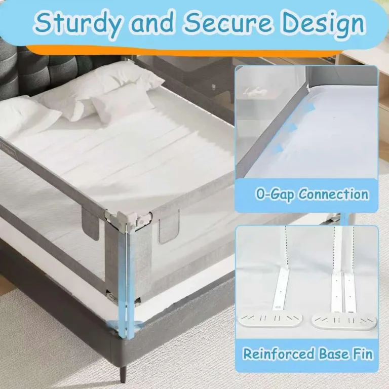 3-Pack King Size Bed Rails for Toddlers -Height Adjustable Baby Bed Rail Guard Specially Designed for King Size Bed (78.7"x78.7"x74.8"-Grey), photo 5