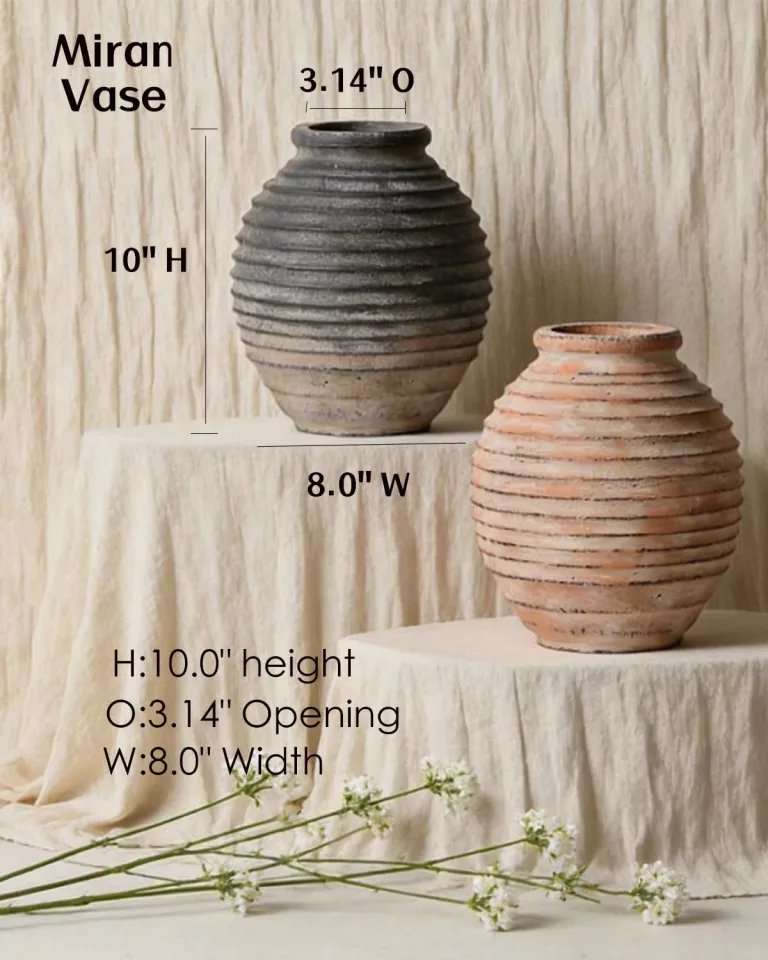 Kokrose Black Ceramic Vase,10 Inch Rustic Pottery Vase for Home Decor, photo 8