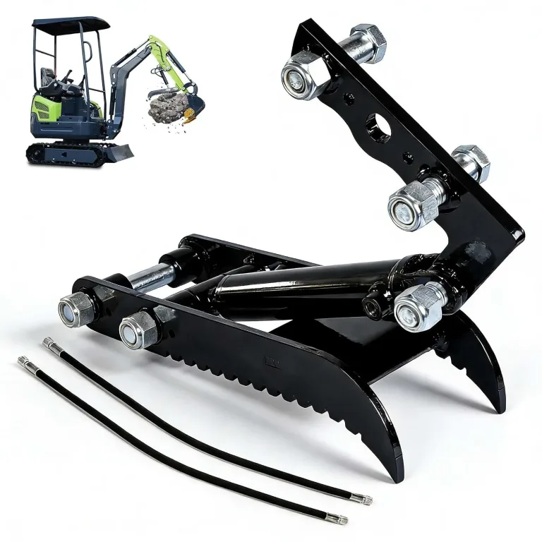 Mini Excavator Hydraulic Thumb Clip， 3 tons Hydraulic Thumb Kit with L-Bracket and Hydraulic Hose*2, Anti-Slip Tooth Design Branching Grippers for River Dredging, Earth Moving Breaking Rocks, photo 1