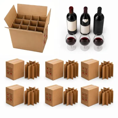3 Pack Wine Bottle Moving Box, Wine Bottle Boxes for Moving, Wine Shipping Boxes with Dividers, Thickened Corrugated Paper Suitable for Moving Storage,Glassware and Wine Bottles