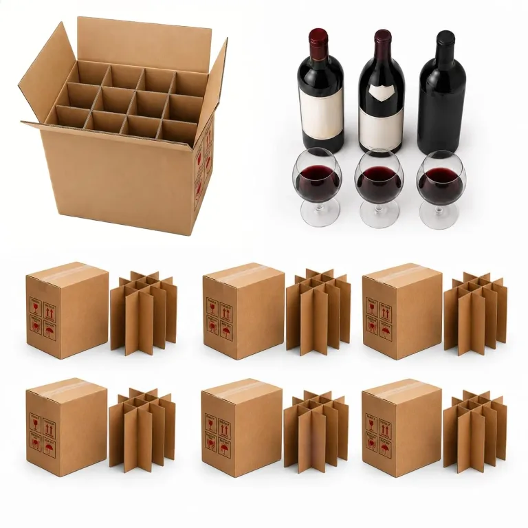 3 Pack Wine Bottle Moving Box, Wine Bottle Boxes for Moving, Wine Shipping Boxes with Dividers, Thickened Corrugated Paper Suitable for Moving Storage,Glassware and Wine Bottles, photo 1