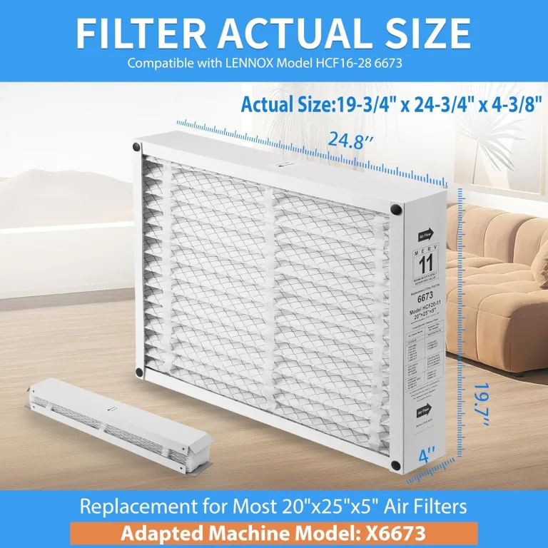 2 Pack X6673 20x25x5 Replacement Air Filter for Lennox X6673 HCF20-11, FC100A1037, Furnace HVAC System, MERV 11, Actual Size: 19.75 x 24.75 x 4.38 Inches, photo 3