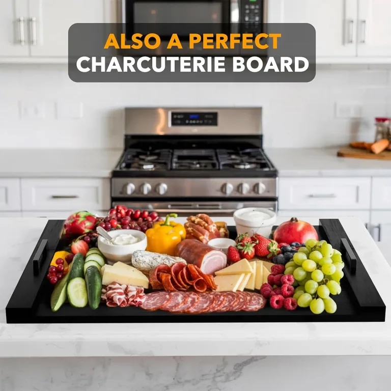 SpaceAid Noodle Board Stove Kitchen Cover with Handles, Top Covers for Gas Burners and Electric Stove, Oven Decor Accessories Wood Tray for Countertop, Black Bamboo, photo 3