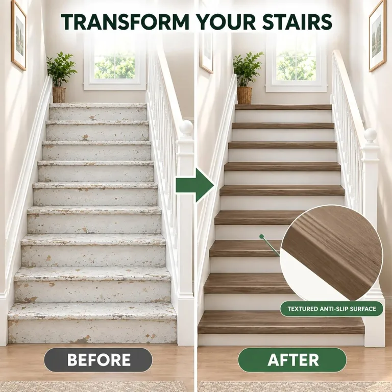 Non Slip Stair Treads,4Pcs 36in Stair Treads Cover for Stair Remodel,Walnut, photo 2
