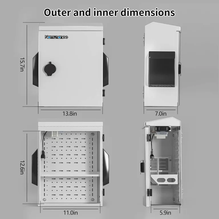 Outdoor Electrical Box with Thermostat and Fan, Cold-Rolled Steel Plate, Aluminum Alloy Back Beam, One-Piece Ventilation Design, IP65 Waterproof, Wall/Pole Mounted. (15.7" x 11.8" x 5.9"), photo 4
