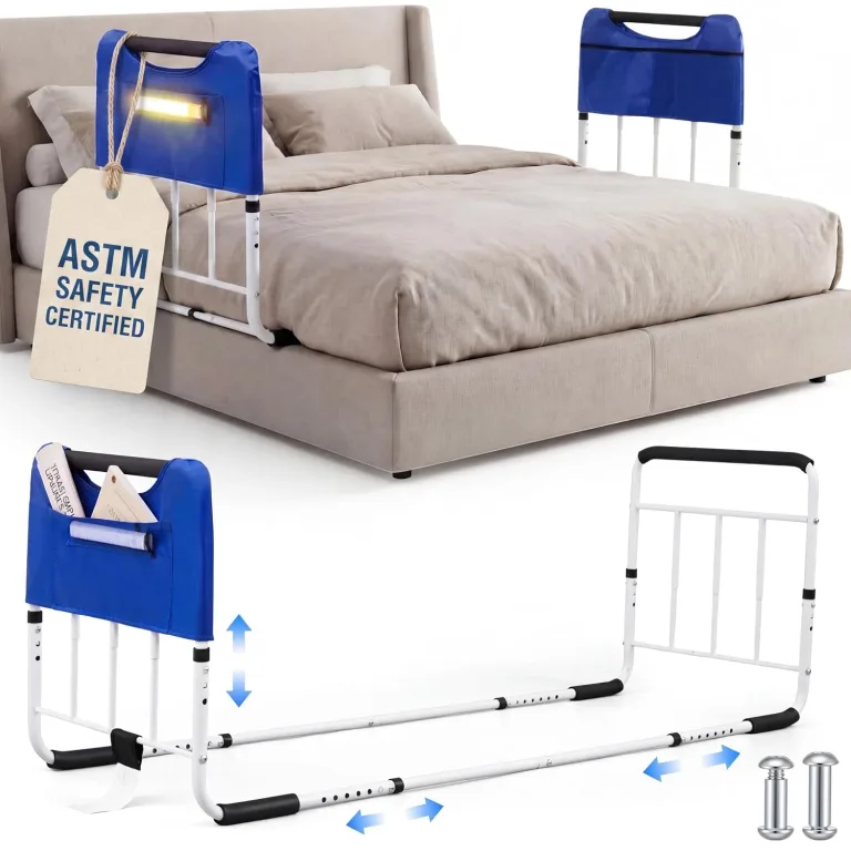 Chicmount Double Bed Rail for Elderly Adults Safety, ASTM Compliant, Adjustable Bed Rail,U Bar with Sensor Light & Storage Pocket for Medical Bedside Safety Assisting Rails Fits Twin Full Queen Beds, photo 1