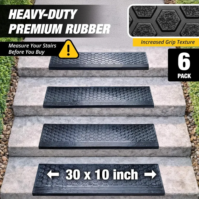 Rubber Stair Treads Outdoor 30" x 10" 6-Pack - Heavy-Duty Non-Slip Rubber, photo 5