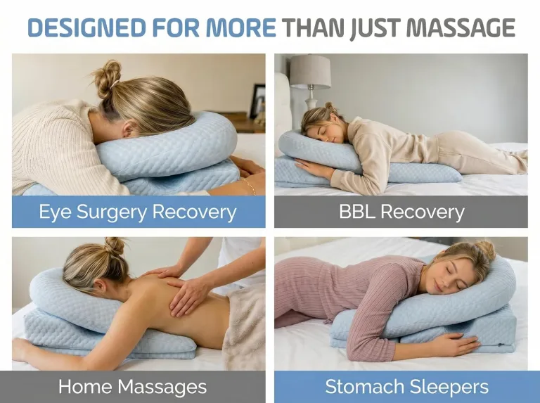Cooling Fabric Adjustable Massage Pillow Face Down,Post Surgery Recovery: Eye/Vitrectomy/BBL,Stomach/Face Down Sleeping,3-Vent Design,Maximum Airflow,Washable Pillow Guards,Storage Bag, photo 5