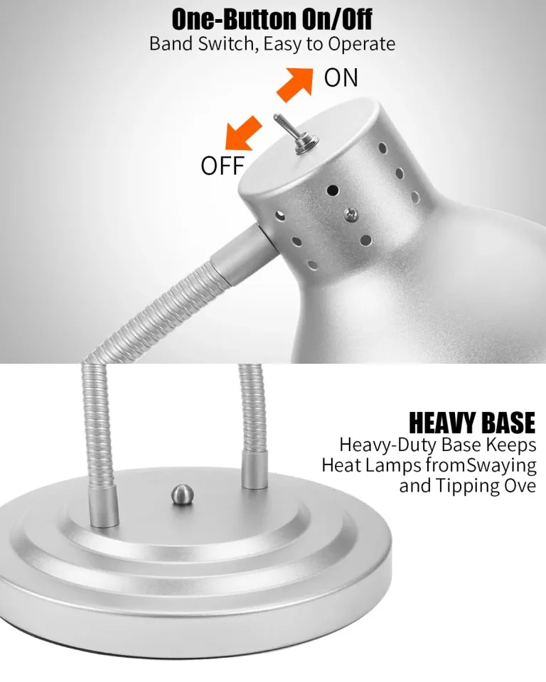 Food Heat Lamp, Heating Lamp with Flexible Arm, 250W Bulb x 3-5000 Hours Rated, Commercial Food Warmers for Buffet, Parties, Fast Food, (Sliver), photo 5