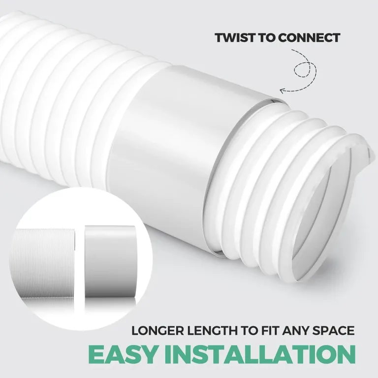 2 Set 78.7'' Length 5.9'' Portable Air Conditioner Hose with Coupler, Anti-clockwise Thread, Universal Flexible Ac Hose Extension with Tube Connector for Air Conditioner Vent, photo 5