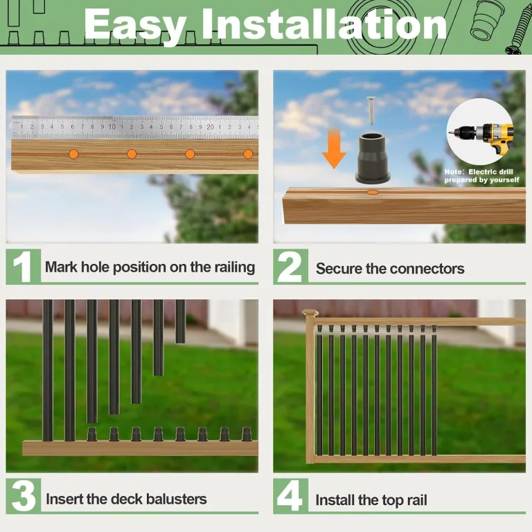 TOCRETOARE 100 Pack 32" Aluminum Deck Balusters, Balusters for Deck Railing, 3/4" Diameter Hollow Round Black Metal Deck Spindles for Deck Railing Stair Porch (100, 32"), photo 3