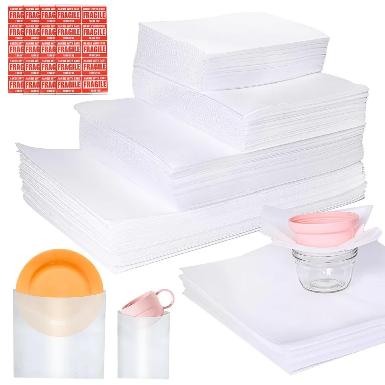 600Pcs Dish Packing Supplies for Moving, 300 Cushion Foam Wrap Pouches & Sheets 4 Sizes (16x12", 12x12", 12x7.8", 7.8x7.8") with 300 Fragile Stickers Plate Packing Sleeves for Fragile Shipping Storage, photo 1