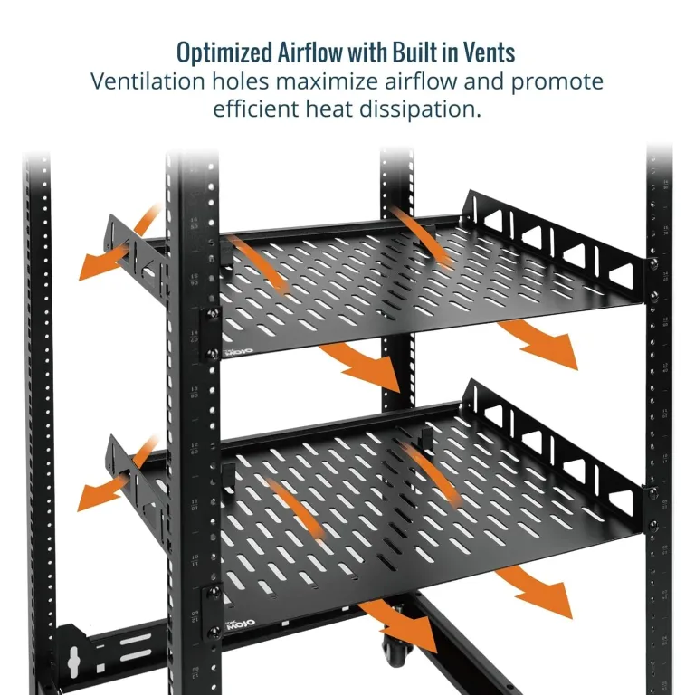 Tecmojo 1U Rack Shelf,19 inch Rack Shelf 10 inch Depth,Rack Mount Shelf with Anti-Slip Stops,Server Rack Shelf and Network Shelf for 19 in Equipments, 55lbs Capacity of Vented 1U Shelf,No Lip(2 Pack), photo 4