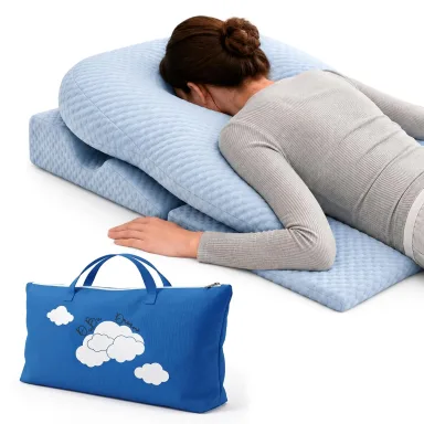 Cooling Fabric Adjustable Massage Pillow Face Down,Post Surgery Recovery: Eye/Vitrectomy/BBL,Stomach/Face Down Sleeping,3-Vent Design,Maximum Airflow,Washable Pillow Guards,Storage Bag