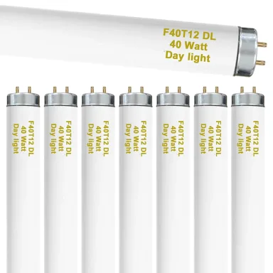 amgolibi 8-Pack 48 Inch F40T12/DL 40W 6500K Daylight Fluorescent Light Bulbs, 4ft T12 Linear Tube Lights, 2650 Lumens, G13 Bi-Pin Base, Daylight, for Workshop, Garage, Office
