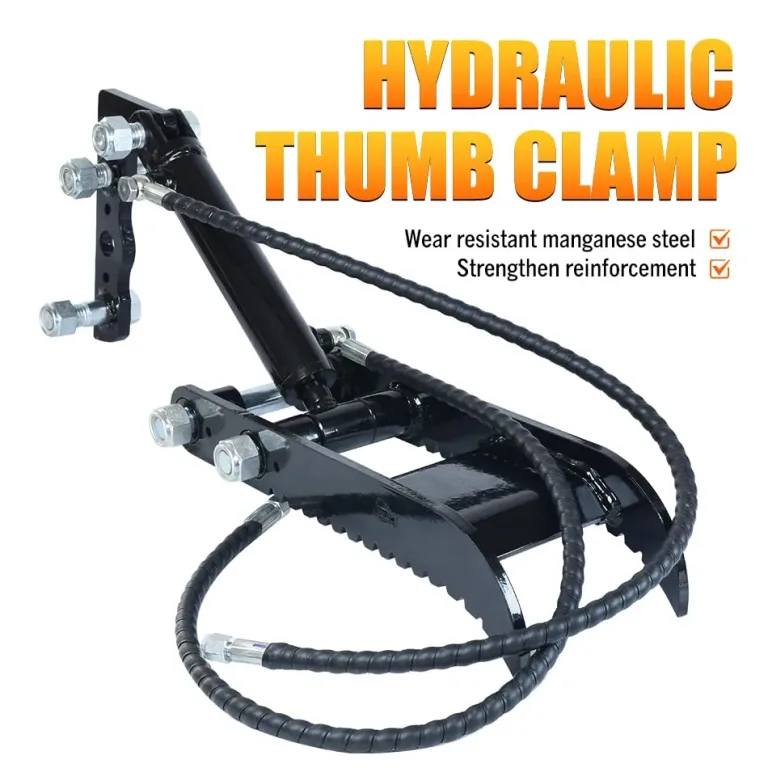 Mini Excavator Hydraulic Thumb Clip， 3 tons Hydraulic Thumb Kit with L-Bracket and Hydraulic Hose*2, Anti-Slip Tooth Design Branching Grippers for River Dredging, Earth Moving Breaking Rocks, photo 3
