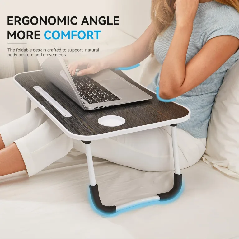 BUYIFY 23" Foldable Lap Desk for Laptop Writing w/Cup Holder Black, photo 2