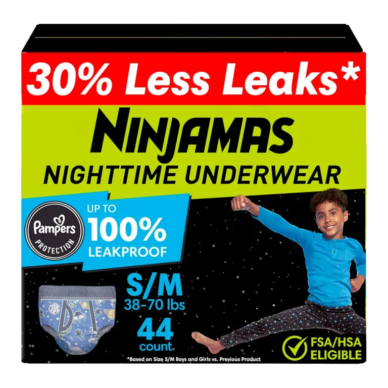 Ninjamas Boys Bedwetting Nighttime Underwear, Size S/M (38-70 lbs), 44 Count, Overnight Protection, Ultra Absorbent, Hypoallergenic, photo 1