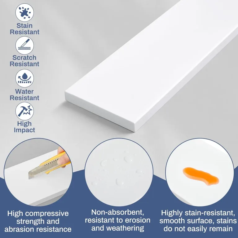 4" x 30" Super White Engineered Marble Threshold, Rigid Shower Curb & Vanity Backsplash for Tile Transitions, Window Sill, Fixed Size Easy to Cut, photo 3