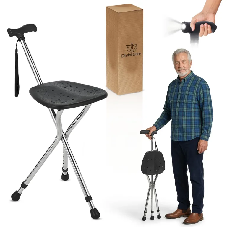 Cane with Seat Folding, Adjustable Walking Cane Chair, Anti-Slip Walking Stick Seat, photo 1