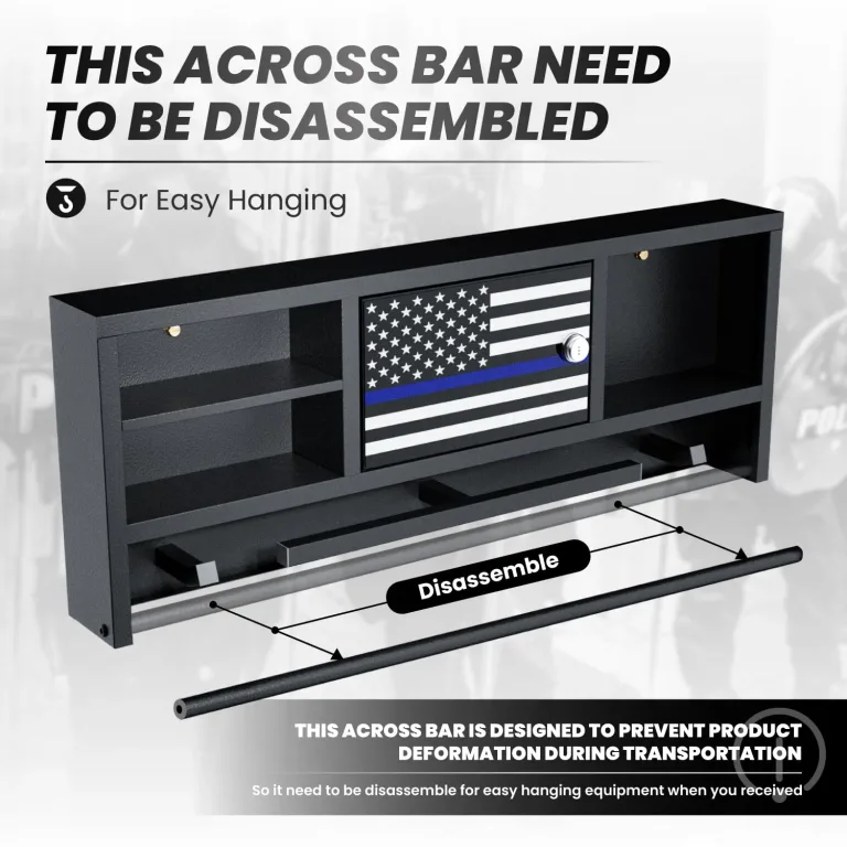 Police Gear Rack, Wall Mounted Police Hanger with Hooks, Tactical Duty Gear Rack with Password Lock Safe, Black Body Armor Stand for Police, Law Enforcement, Academy Graduation Gift, photo 5
